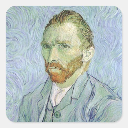 Vincent van Gogh - Van Gogh Zelfportret in het bla Vierkante Sticker (Voorkant)