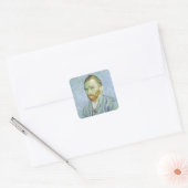 Vincent van Gogh - Van Gogh Zelfportret in het bla Vierkante Sticker (Envelop)