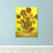 Vincent van Gogh - Vase 12 Zonnebloemen Canvas Afdruk (Insitu (Houten vloer))