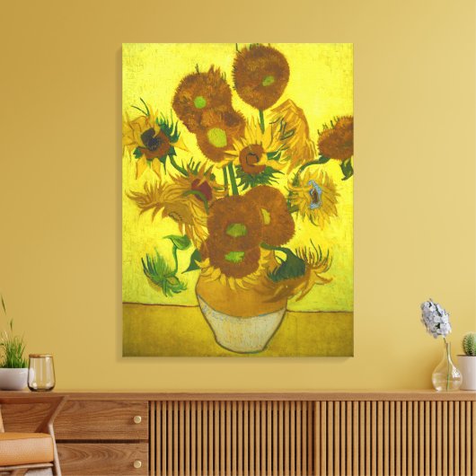 Vincent van Gogh - Vase 12 Zonnebloemen Canvas Afdruk (Insitu (Woonkamer))
