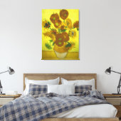 Vincent van Gogh - Vase 12 Zonnebloemen Canvas Afdruk (Insitu (Slaapkamer))