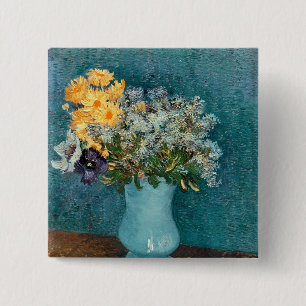 Vincent van Gogh Vase bloemen 1887 Vierkante Button 5,1 Cm