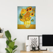 Vincent van Gogh - Vase met 12 zonnebloemen Poster (Thuiskantoor)