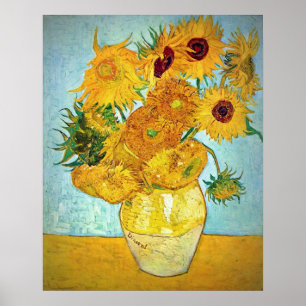 Vincent van Gogh - Vase met 12 zonnebloemen Poster