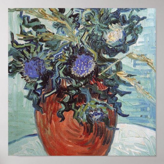 Vincent Van Gogh - Vase met bloemen en flessen, Poster (Voorkant)