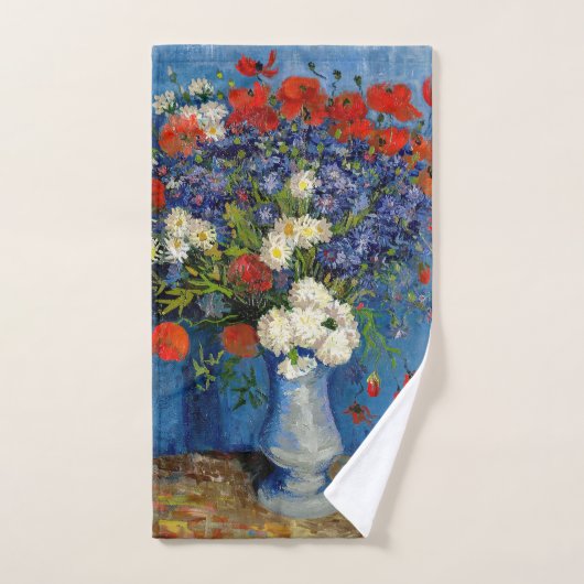 Vincent van Gogh - Vase met Cornbloemen en papaver Bad Handdoek (Handdoek)