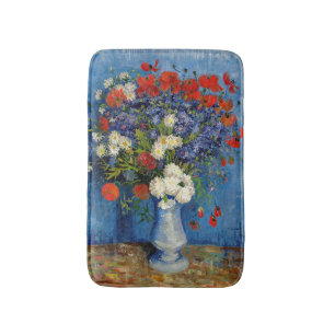 Vincent van Gogh - Vase met Cornbloemen en papaver Badmat