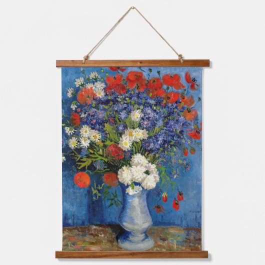 Vincent van Gogh - Vase met Cornbloemen en papaver Hangend Wandkleed (Voorkant)