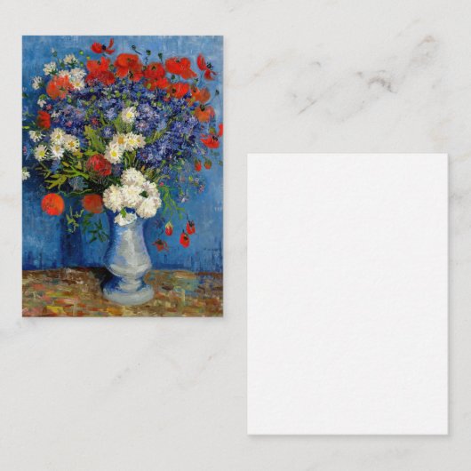 Vincent van Gogh - Vase met Cornbloemen en papaver Notitiekaartje (Voorkant / Achterkant)