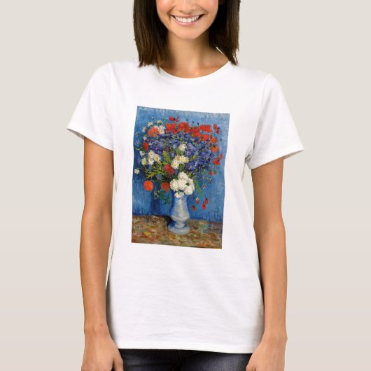 Vincent van Gogh - Vase met Cornbloemen en papaver T-shirt (Voorkant)