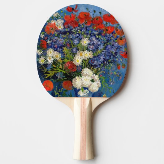 Vincent van Gogh - Vase met Cornbloemen en papaver Tafeltennisbatje (Voorkant)
