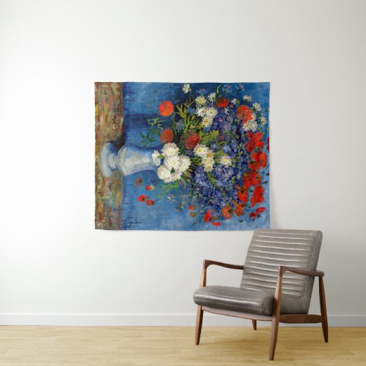 Vincent van Gogh - Vase met Cornbloemen en papaver Wandkleed (In Situ (horizontaal))