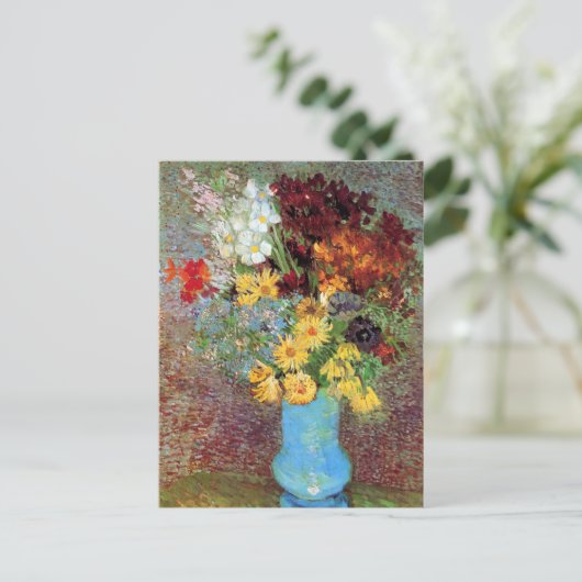 Vincent van Gogh - Vase met Dagen en Anemones Briefkaart (Staand voorkant)