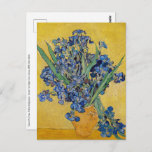 Vincent van Gogh - Vase met Irises Briefkaart<br><div class="desc">Vase with Irises,  Yellow Background - Vincent van Gogh,  Oil on Canvas,  1890,  Saint-Remy</div>