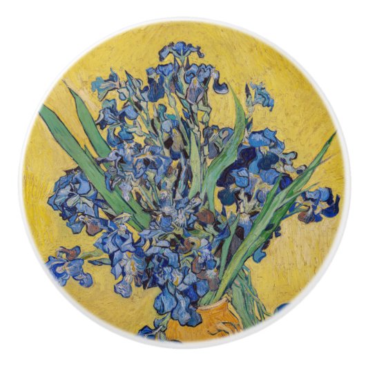 Vincent van Gogh - Vase met Irises Keramische Knop (Voorkant)