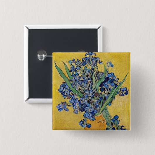 Vincent van Gogh - Vase met Irises Vierkante Button 5,1 Cm (Voorkant /achterkant)
