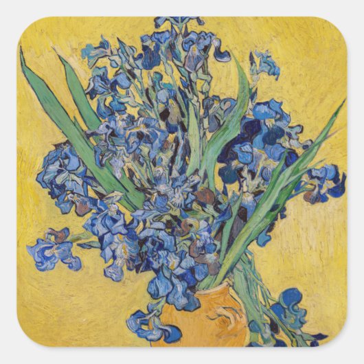 Vincent van Gogh - Vase met Irises Vierkante Sticker (Voorkant)