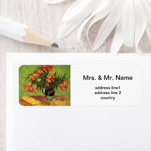 Vincent van Gogh, Vase met Oleanders en Boeken. Etiket (Insitu)