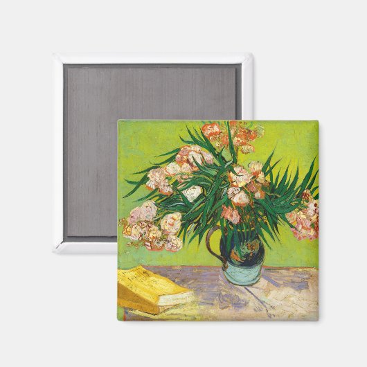 Vincent Van Gogh Vase met Oleanders en Boeken Magneet (Voorkant / Achterkant)
