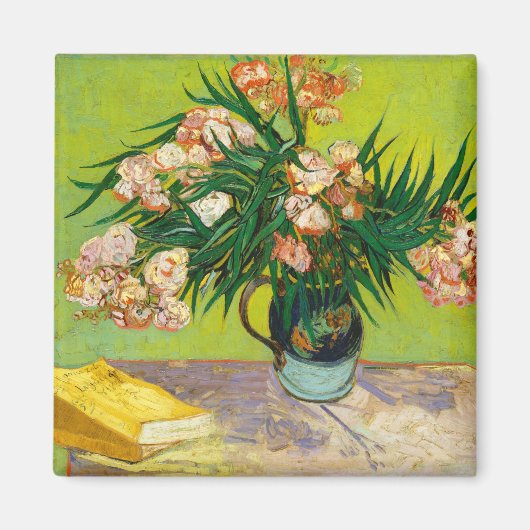 Vincent Van Gogh Vase met Oleanders en Boeken Magneet (Voorkant)