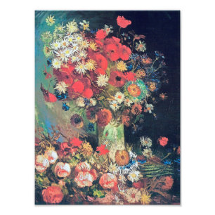 Vincent Van Gogh - Vase met papavers, Cornflower, Foto Afdruk