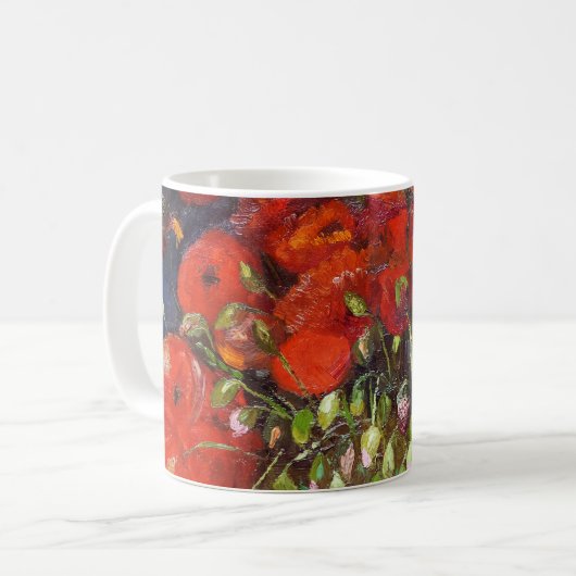 Vincent Van Gogh Vase met Red Poppies Fine Art Koffiemok (Voorkant links)