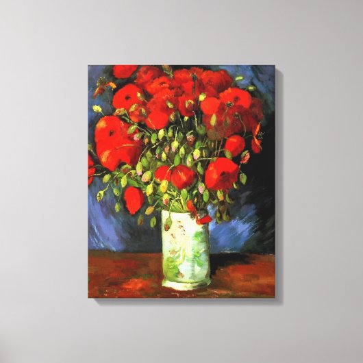 Vincent Van Gogh Vase met Red Poppies Floral Art Canvas Afdruk (Voorkant)