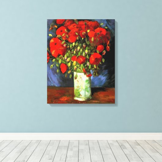 Vincent Van Gogh Vase met Red Poppies Floral Art Canvas Afdruk (Insitu (Houten vloer))