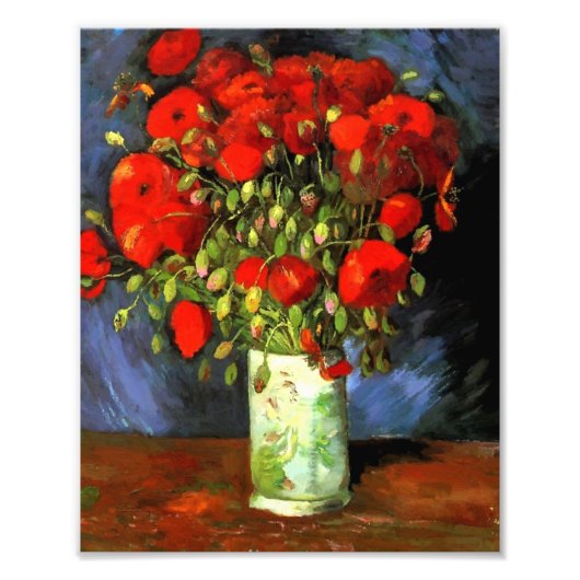 Vincent Van Gogh Vase met Red Poppies Floral Art Foto Afdruk (Voorkant)