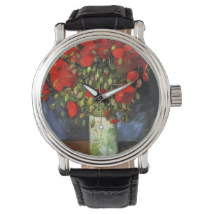 Vincent Van Gogh Vase met rode papavers Horloge