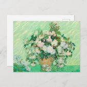 Vincent Van Gogh Vase met roze Roses Fine Art Briefkaart (Voorkant / Achterkant)