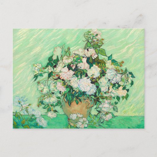 Vincent Van Gogh Vase met roze Roses Fine Art Briefkaart (Voorkant)