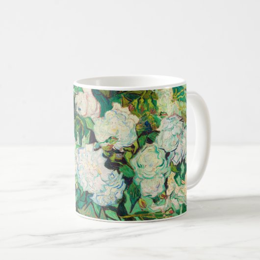 Vincent Van Gogh Vase met roze Roses Fine Art Koffiemok (Voorkant rechts)