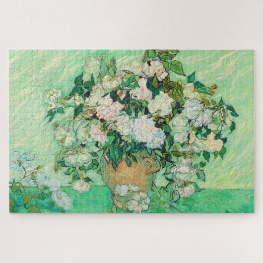 Vincent Van Gogh Vase met roze Roses Fine Art Legpuzzel (Horizontaal)