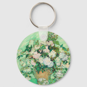 Vincent Van Gogh Vase met roze Roses Fine Art Sleutelhanger