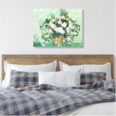 Vincent van Gogh Vase met roze rozen Canvas Afdruk (Insitu (Slaapkamer))
