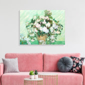 Vincent van Gogh Vase met roze rozen Canvas Afdruk (Insitu (Woonkamer))