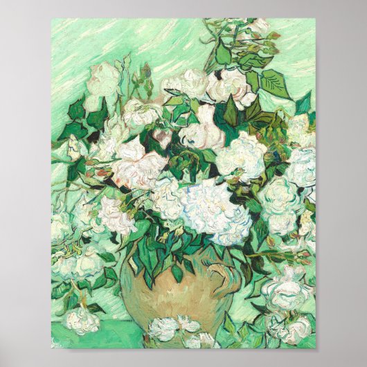 Vincent Van Gogh Vase met roze rozen Poster (Voorkant)