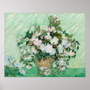 Vincent van Gogh Vase met roze rozen Poster