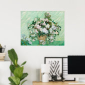 Vincent van Gogh Vase met roze rozen Poster (Thuiskantoor)