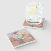 Vincent van Gogh - Vase met Rozen en Anemone Stenen Onderzetter (Zijkant)