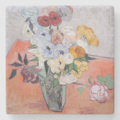 Vincent van Gogh - Vase met Rozen en Anemone Stenen Onderzetter (Voorkant)