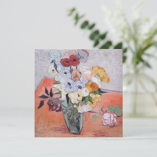 Vincent van Gogh - Vase met Rozen en Anemones Bedankkaart (Staand voorkant)