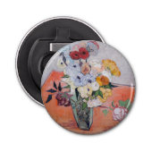 Vincent van Gogh - Vase met Rozen en Anemones Button Flesopener (Voorkant)