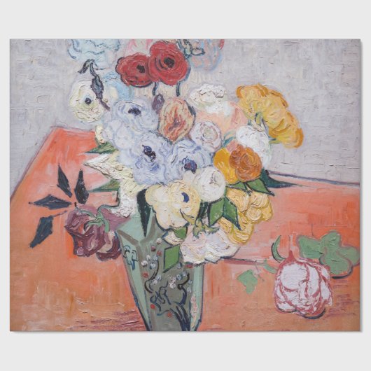 Vincent van Gogh - Vase met Rozen en Anemones Cadeaupapier (Vlak)