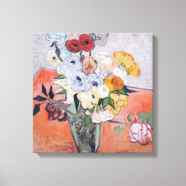Vincent van Gogh - Vase met Rozen en Anemones Canvas Afdruk
