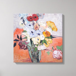 Vincent van Gogh - Vase met Rozen en Anemones Canvas Afdruk