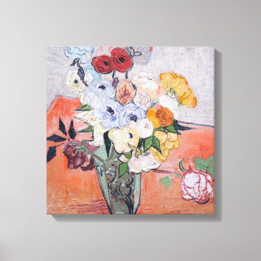 Vincent van Gogh - Vase met Rozen en Anemones Canvas Afdruk (Voorkant)