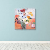 Vincent van Gogh - Vase met Rozen en Anemones Canvas Afdruk (Insitu (Houten vloer))