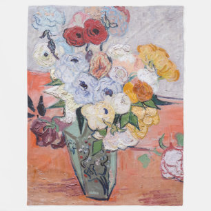 Vincent van Gogh - Vase met Rozen en Anemones Fleece Deken